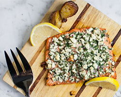 Grill Roasted Salmon With Fresh Herbs & Feta